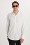 Oversize Seasonal Linen Textured Loose Fit Long Sleeve Comfortable Men's White Shirt - 4