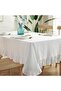 WHITE Ruffled Natural Vintage Tablecloth / Sofa Cover - 2
