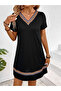 New Season Women's Ethnic Pattern Stripe Detailed V-Neck Viscose Dress - 8