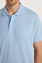 Men's Regular Fit Comfortable Cut 100% Cotton Plain Pique Blue Polo Neck T-Shirt - 2