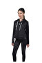 Black Women's Crop Sweatshirt Zip Back Low-Cut Hooded Sweatshirt - 3
