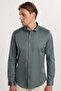 Slim Fit Long Sleeve Lycra Plain Cotton Satin Men's Green Shirt - 3