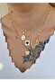 Gold Triple Enamel Figured Women's Set Necklace