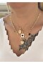 Gold Triple Enamel Figured Women's Set Necklace - 2