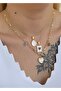 Gold Triple Enamel Figured Women's Set Necklace - 4