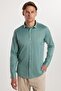 Slim Fit Long Sleeve Lycra Plain Cotton Satin Men's Green Shirt - 2