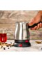 Electric Turkish Coffee Maker 0.8L Capacity, Stainless Steel ,360-Degree Rotation 800W, Silver/Black - 2