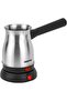 Electric Turkish Coffee Maker 0.8L Capacity, Stainless Steel ,360-Degree Rotation 800W, Silver/Black