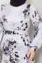 Women's Printed Pleated Belted Dress - 8