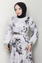 Women's Printed Pleated Belted Dress - 7