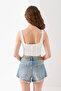 Straw Patterned Crop Top with Straps, Body, Stylish Casual Beach Wear, Sleeveless T-Shirt Crop, Crop with Straps, Top - 6