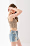 Straw Patterned Crop Top with Straps, Body, Stylish Casual Beach Wear, Sleeveless T-Shirt Crop, Crop with Straps, Top - 5