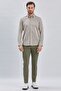 Men's Dark Brown Short Sleeve Buttoned Collar Cotton Slim Fit Shirt 1004240202 - 2