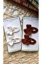 Brown White Color Bow Set of 4 Snap Buckles, Hand Knitted Organic Buckle - 5
