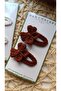 Brown White Color Bow Set of 4 Snap Buckles, Hand Knitted Organic Buckle - 3