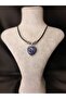 Navy Blue Heart Stone Leather String Necklace Unisex Stylish Jewelry