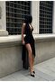 Women's Halter Deep Cut Out Backless Corset Asymmetrical Tulle Dress with Shorts - 4