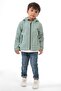 Boy's Mint Green Lined Water and Windproof Hooded Double Zipper Raincoat - 3