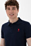 Men's Slim Fit Polo Neck Navy Blue Basic T-Shirt 50298011-Vr033 - 2