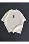 Printed Oversize Crew Neck T-Shirt - White
