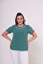 Women's Plus Size Short Sleeve Blouse with Necklace Gift - 4