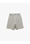 Cotton Pocket Tie Waist Striped Shorts - 2