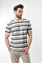 Khaki Crew Neck Striped Men's T-Shirt E7118 - 3