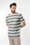 Khaki Crew Neck Striped Men's T-Shirt E7118 - 2