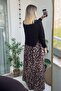 Long Sleeve Side Tie Striped Leopard Long Dress - 2