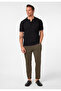 Constantin Men's Black Regular Short Sleeve Buttoned Striped Slim Knitwear Polo Neck T-Shirt