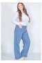 Big Size Extra Super High Waist Stretch Fabric Light Blue Palazzo Loose Jean Pants