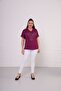 Women's Plus Size Short Sleeve T-Shirt with Stone Print on Front and Sleeve Part - 4