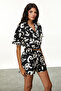 Women's Black Printed Smart Crop Shirt