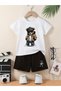 Printed Cotton Kids Shorts T-Shirt Set - Girls' and Boys' Summer Crew Neck