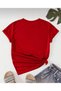 Oversize Heart Rhythm Printed Red Relaxed Fit T-Shirt Unisex - 2