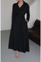 Black Pleated Belted Dress - 2272 - 8