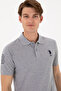Men's Slim Fit Polo Collar Gray Melange Basic T-Shirt 50305929-Vr086 - 3