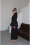 Black Pleated Belted Dress - 2272 - 2