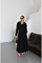 Black Pleated Belted Dress - 2272