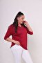 Women's V-Neck Capri Sleeve Stone Printed Comfort Model Blouse - 3