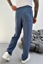 Men's Baggy Loose Fit Elastic Waist Muslin Fabric Indigo Blue Jogger Pants Ke-7009 - 4