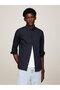 Men's Brand Logo Stretch Cotton Semi-Flat Collar Stylish Looking Shirt Suitable for Daily Use