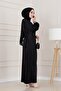 Banu Side Lace-Up Satin Evening Dress-Black - 3