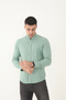 Sage Green Blazer Collar Lycra Linen Cotton Slim Fit Shirt - 7
