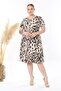 Women's Brown Beige Tiger Pattern Midi Dress - 2