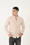 Hakim Lapel Collar 100% Cotton Linen Texture Slim Fit Men's Shirt - 4
