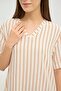 16722 Beige Striped V-Neck Home Wear Nightgown - 4