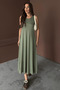 Women's Eleanor Green Modal Pique Fabric Maxi Summer Dress - 2