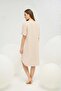 16722 Beige Striped V-Neck Home Wear Nightgown - 5