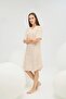 16722 Beige Striped V-Neck Home Wear Nightgown - 2